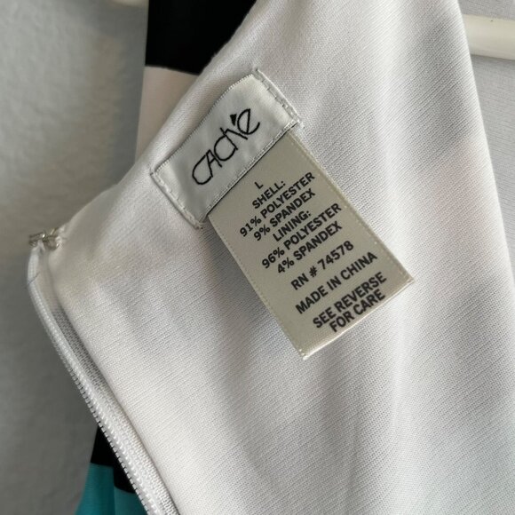 Cache Sleeveless Lined Jersey Knit Pencil Sheath‎ Dress Colorblock Stripe Sleeve - Picture 10 of 10